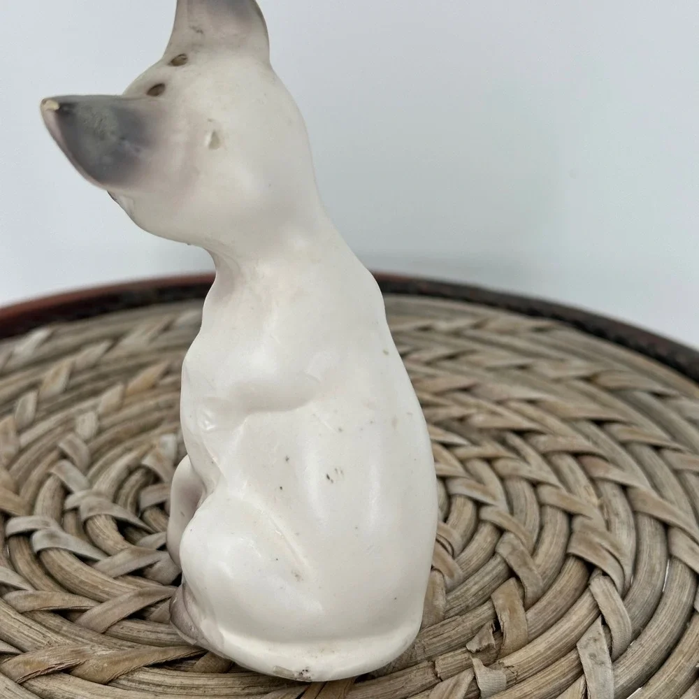 Vintage Siamese‎ Cat Figurines Emerald Eyes Sitting Pair Ceramic Decor 4 in FAIR